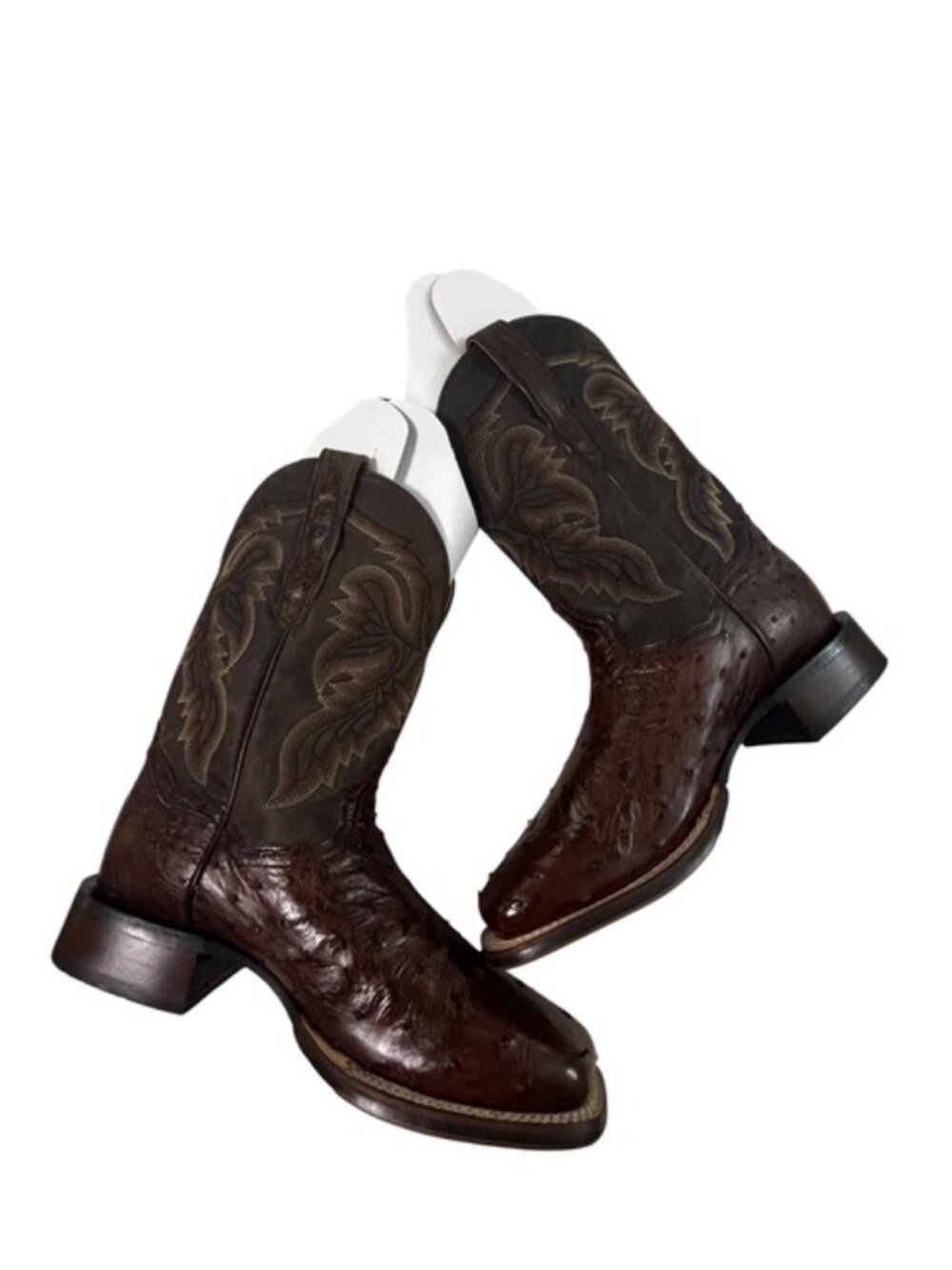 Dan Post DP3875 Cowboy Boots Mens 10 D Brown Genuine Ostrich Western Square Toe - Picture 5 of 16